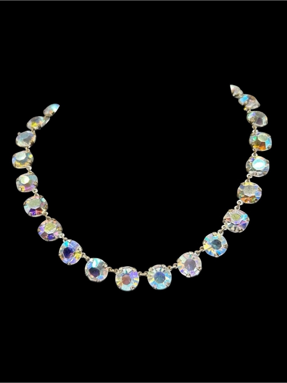 Vintage 1960’s Czech AB Rhinestone Rivière Necklace